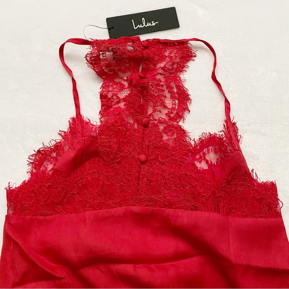 NWT Lulu’s Red Lace Trimmed Camisole Bodysuit - Picture 9 of 11